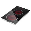 Electric Cooktop 12inch 2 Burners Portable Stove Top 1800W 120V, Ceramic Countertop/Built-in Radiant Electric Stove, with 9 Power Levels, Timer