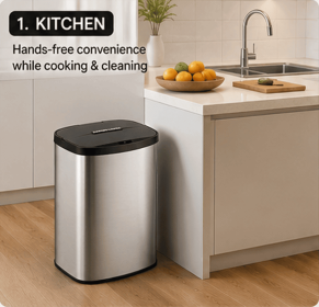 Stainless Steel Automatic Sensor Trash Can, Touch-Free Motion Activated Waste Bin with Sealed Lid