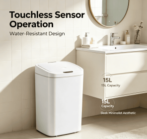 10L Touchless Automatic Sensor Trash Can, Water Resistant Tall Garbage Bin