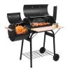 44*25*44in Heavy Duty Offset Smoker Grill, Charcoal BBQ Smoker with Side Firebox, Built-in Thermometer, Adjustable Damper