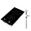 Induction Cooktop 12inch 2 Burners Built-in Electric Stove 220V 3500W, Induction Burner for Kitchen, with 11 Power Levels, Knob Control