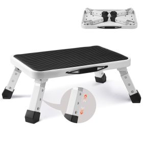 Step Stool 1-Step 330lbs Capacity, Folding Steel Step Ladder 3 Adjustable Height, Portable Toddler Step Stools for Adults