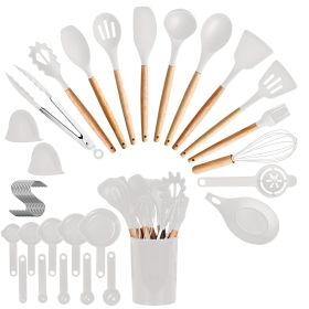 35Pcs Kitchen Cooking Utensils Set Spatula Set Baking Utensil Set Kitchen Accessories Necessities with Holder Egg Whisk Separator Tong Turner Spoons C