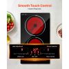 Electric Cooktop 12inch 2 Burners Portable Stove Top 1800W 120V, Ceramic Countertop/Built-in Radiant Electric Stove, with 9 Power Levels, Timer