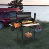 44*25*44in Heavy Duty Offset Smoker Grill, Charcoal BBQ Smoker with Side Firebox, Built-in Thermometer, Adjustable Damper