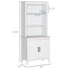 70" Kitchen Hutch, Freestanding Storage Pantry Cabinet with 3-Tier Shelving, Sideboard with Adjustable Shelves and Open Countertop, White