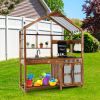 Kid's Mud Kitchen Outdoor Solid Wood Mud Kitchen with Canopy