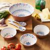 Hattie 7-Piece Bamboo Melamine Salad Bowl Set, Multicolor